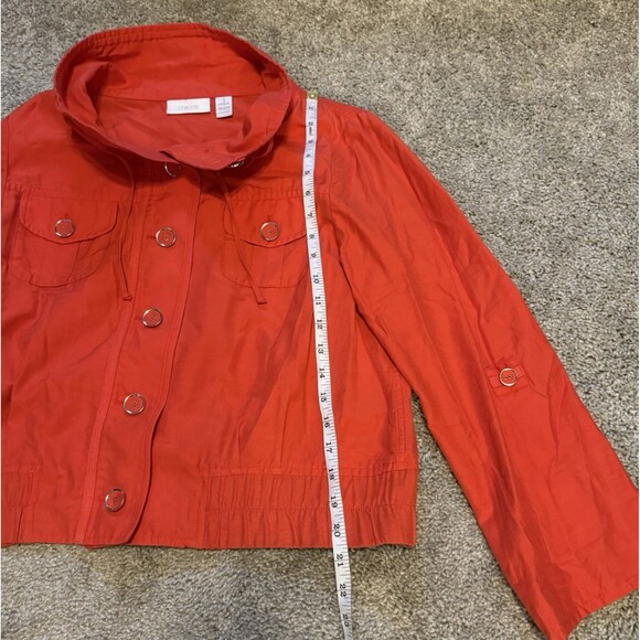 Chico's Jacket Ladies Medium Coral Adjustable Sleeve - Picture 6 of 8
